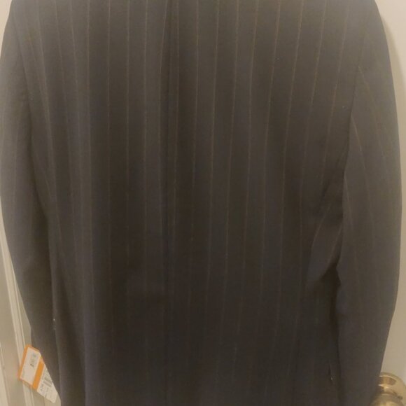 Tallia 36S 30*28.5 navy suit berry stripe wool blend slim fit soft tailoring - Picture 2 of 8